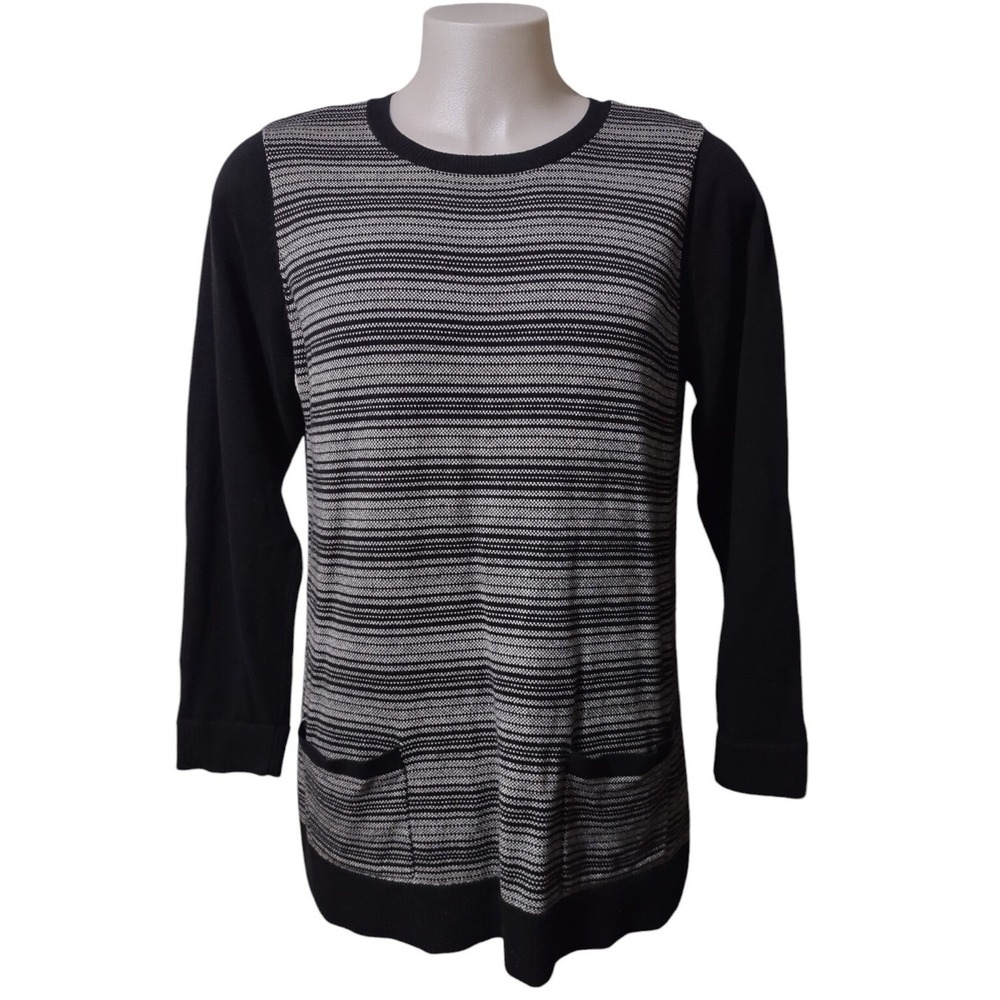 Jeanne Pierre Knit Sweater Women's Size XL 100% Cotton Cozy Pockets Long Sleeve